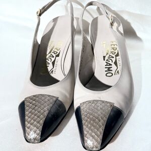 Salvatore Ferragamo Women's Heels - Black and Cream